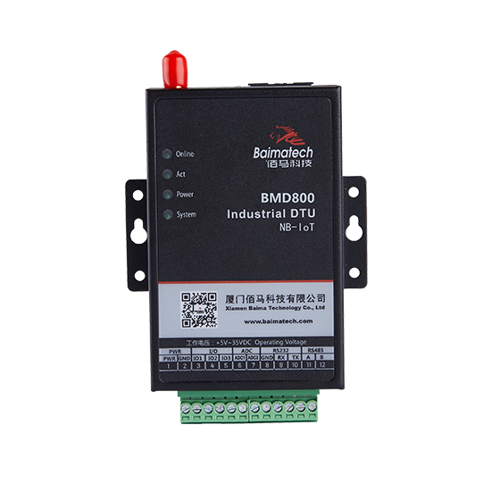 BMD800 NB-IoT 无线数传DTU，基于NB-IoT网络给予窄带无线通信与低速率数据传输。NB-IoT物联网终端，具有连接量大，覆盖面广，穿透性好，功耗低、成本低等强大优势。