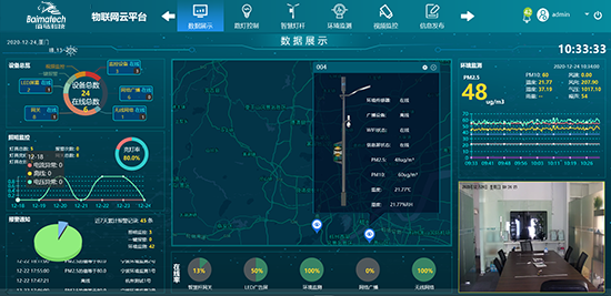 智慧路灯杆云平台是智慧多功能路灯杆的重要管理平台，k8凯发智慧灯杆云平台功能包括：大屏幕数据展示、路灯控制、灯杆管理、环境监测、视频监控、信息发布、网络广播等。