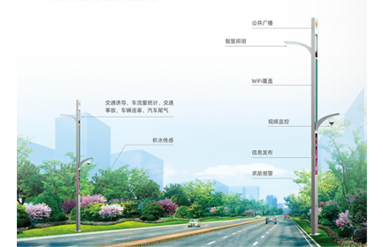 以城市路灯杆、多功能杆为载体，与AI智能、云计算、物联网等技术完美结合，建设强大智慧城市。