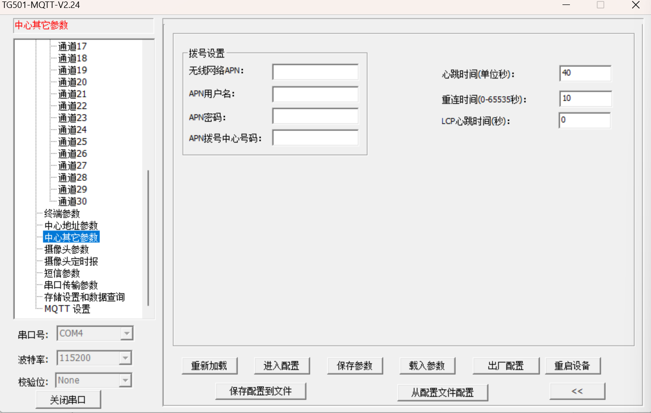 中心地址参数配置