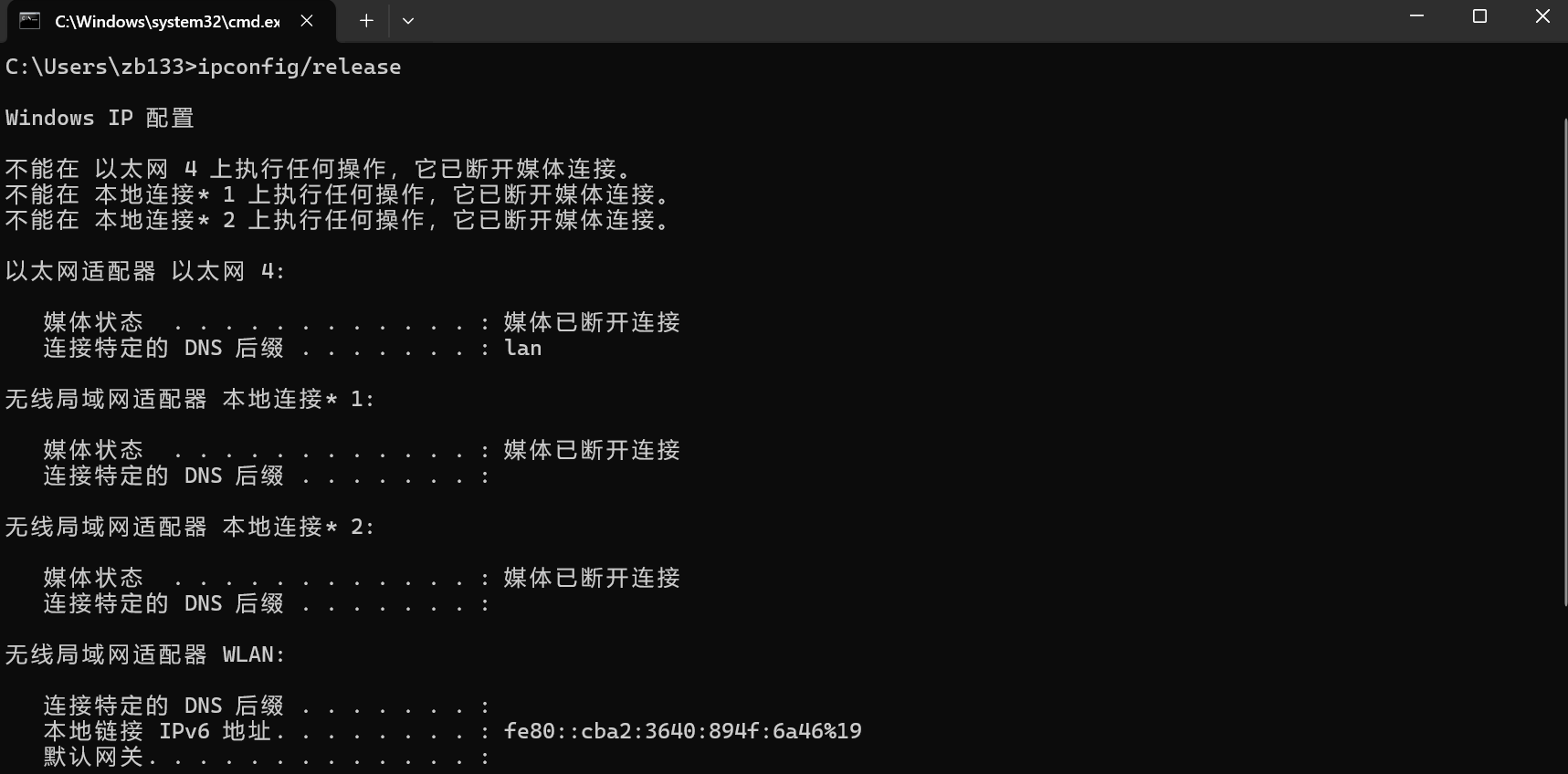 释放网络IP地址